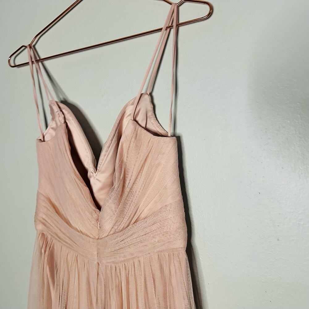 AMSALE Blush Pink Sweetheart Neckline Hourglass Chiffon Strap Maxi Dress Size 6 - Picture 12 of 15
